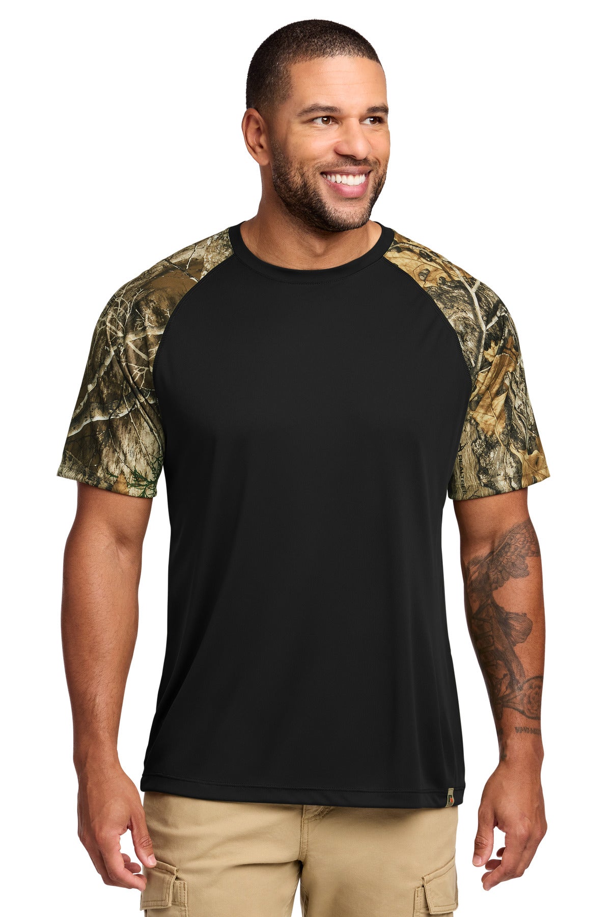 Russell Outdoors Realtree Colorblock Performance Tee RU151 in Black/ Realtree Edge