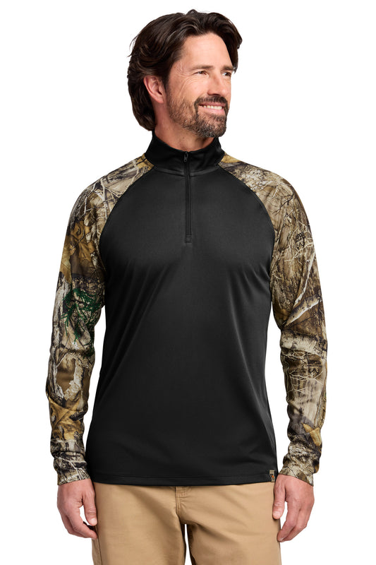 Russell Outdoors Realtree Colorblock Performance 1/4-Zip RU152 in Black/ Realtree Edge