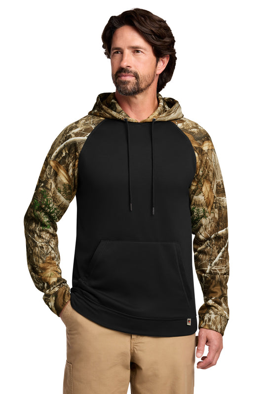 Russell Outdoors Realtree Performance Colorblock Pullover Hoodie RU451 in Black/ Realtree Edge