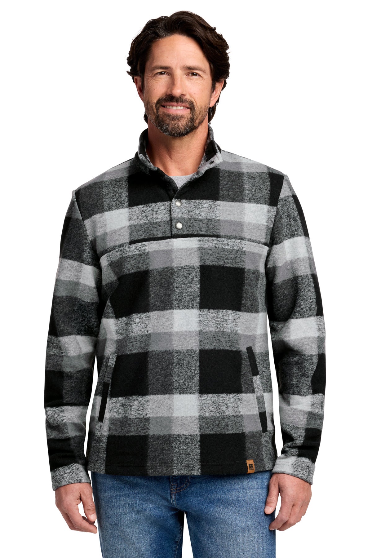 Russell Outdoors Basin Snap Pullover RU551 RU551 in Deep Black Plaid