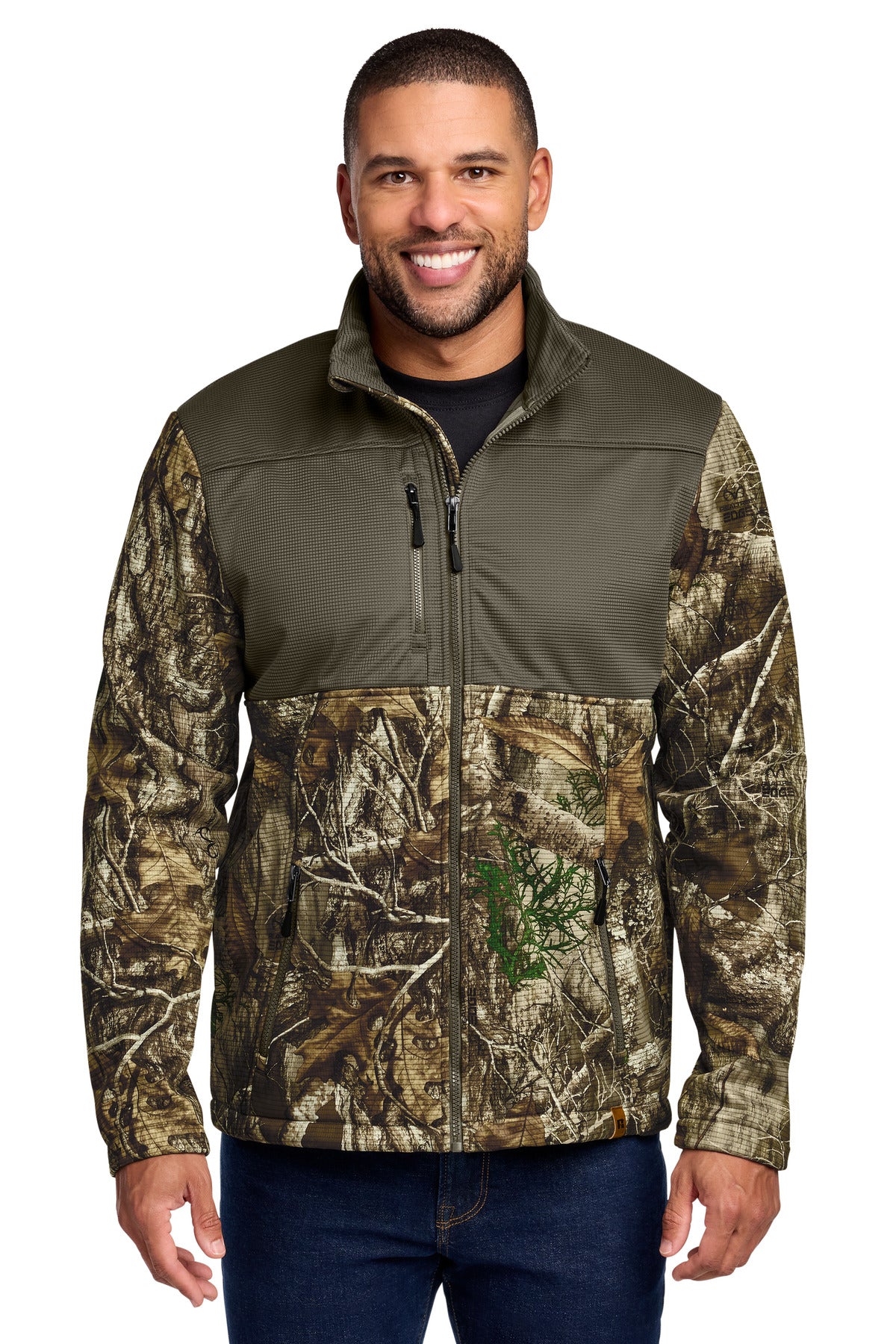 Russell Outdoors Realtree Atlas Colorblock Soft Shell RU601 in Cargo Brown/ Realtree Edge