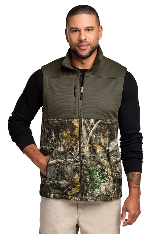 Russell Outdoors Realtree Atlas Colorblock Soft Shell Vest RU604 in Cargo Brown/ Realtree Edge
