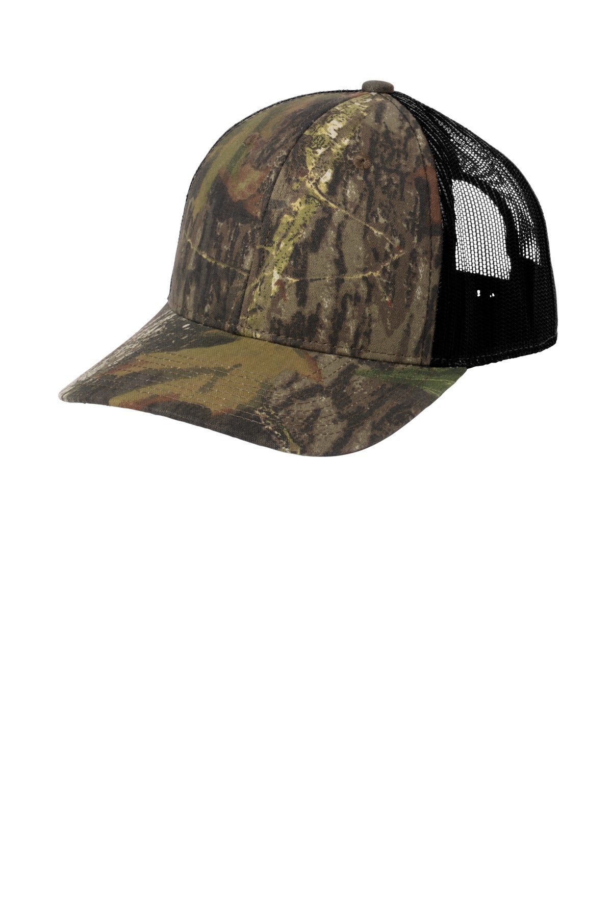 Russell Outdoors Camo Snapback Trucker Cap RU900 in Mossy Oak New Break Up/ Deep Black