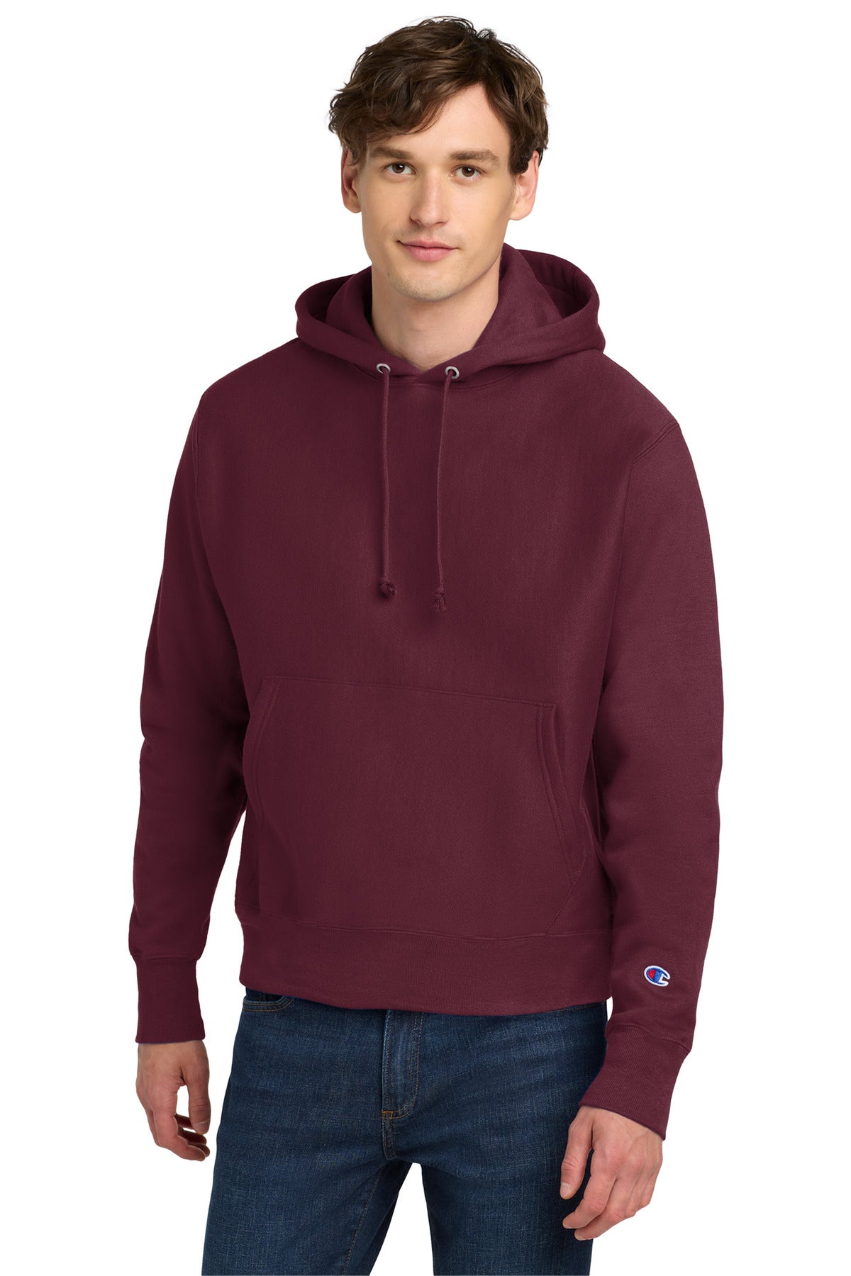 Champion   Reverse Weave   Hooded Sweatshirt S101 in Cardinal