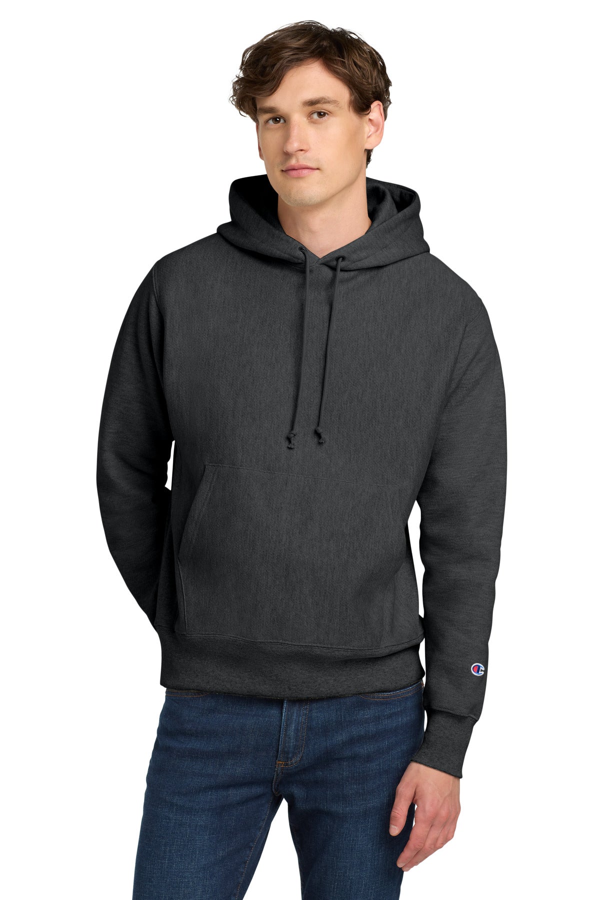 Champion   Reverse Weave   Hooded Sweatshirt S101 in Charcoal Heather