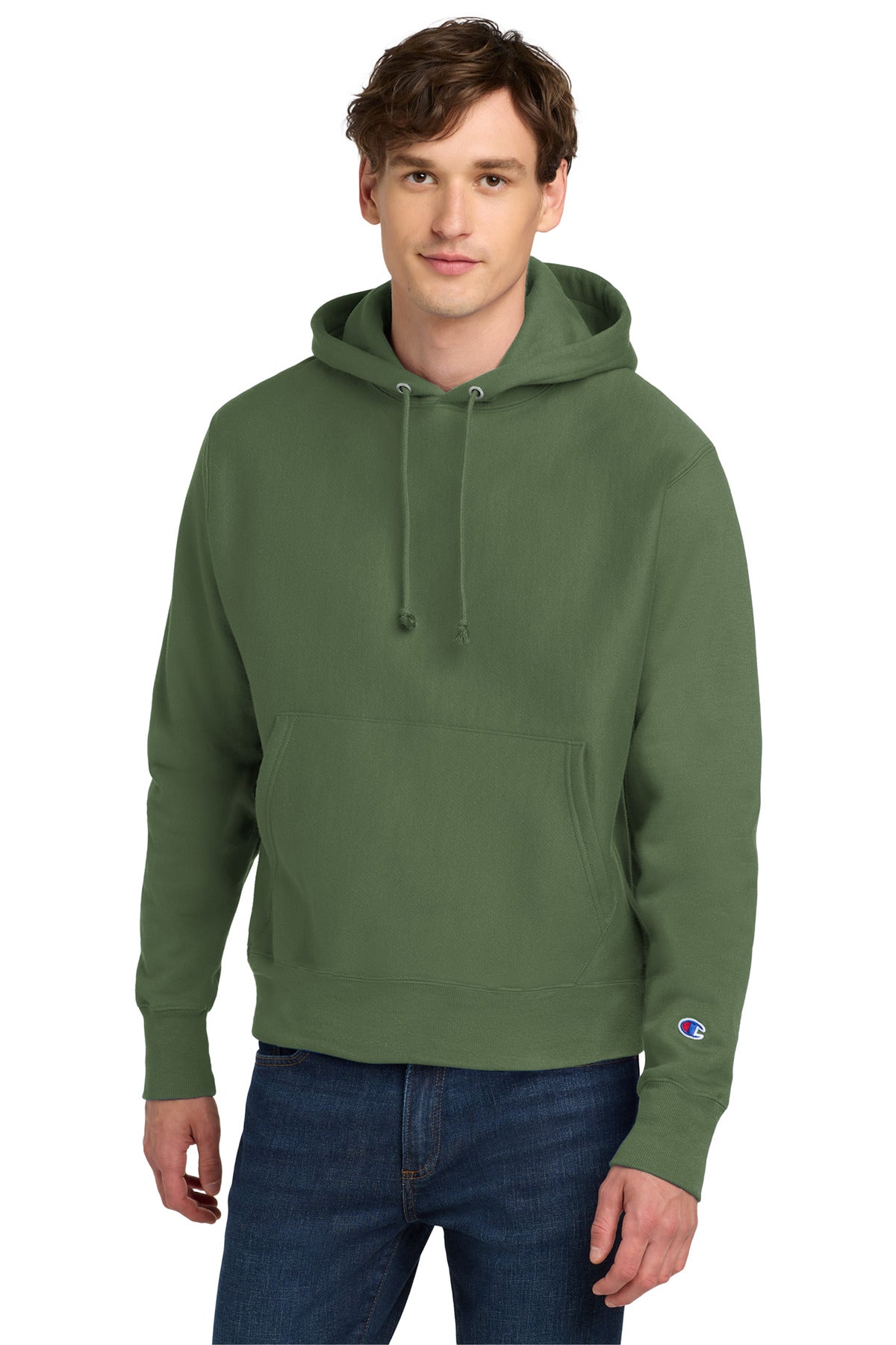 Champion   Reverse Weave   Hooded Sweatshirt S101 in Fresh Olive