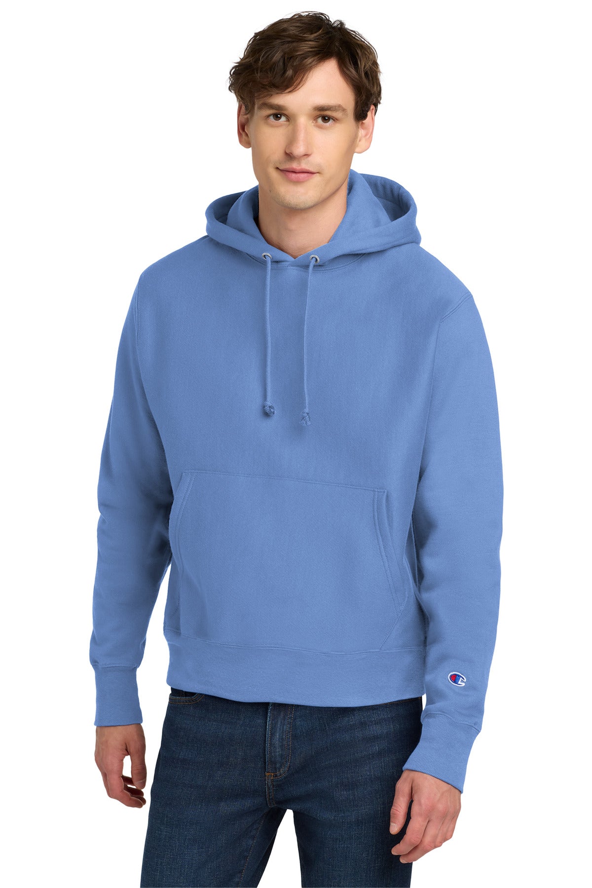 Champion   Reverse Weave   Hooded Sweatshirt S101 in Light Blue