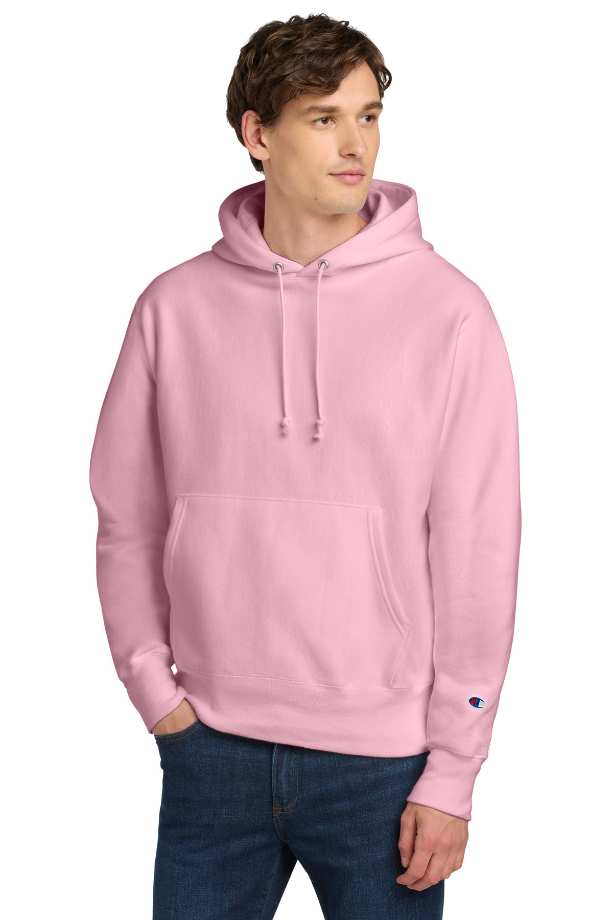 Champion   Reverse Weave   Hooded Sweatshirt S101 in Pink Candy