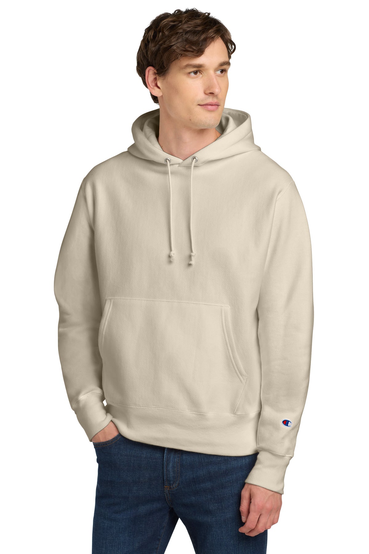Champion   Reverse Weave   Hooded Sweatshirt S101 in Sand