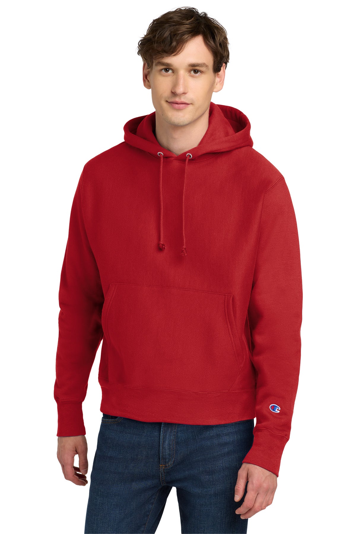 Champion   Reverse Weave   Hooded Sweatshirt S101 in Scarlet
