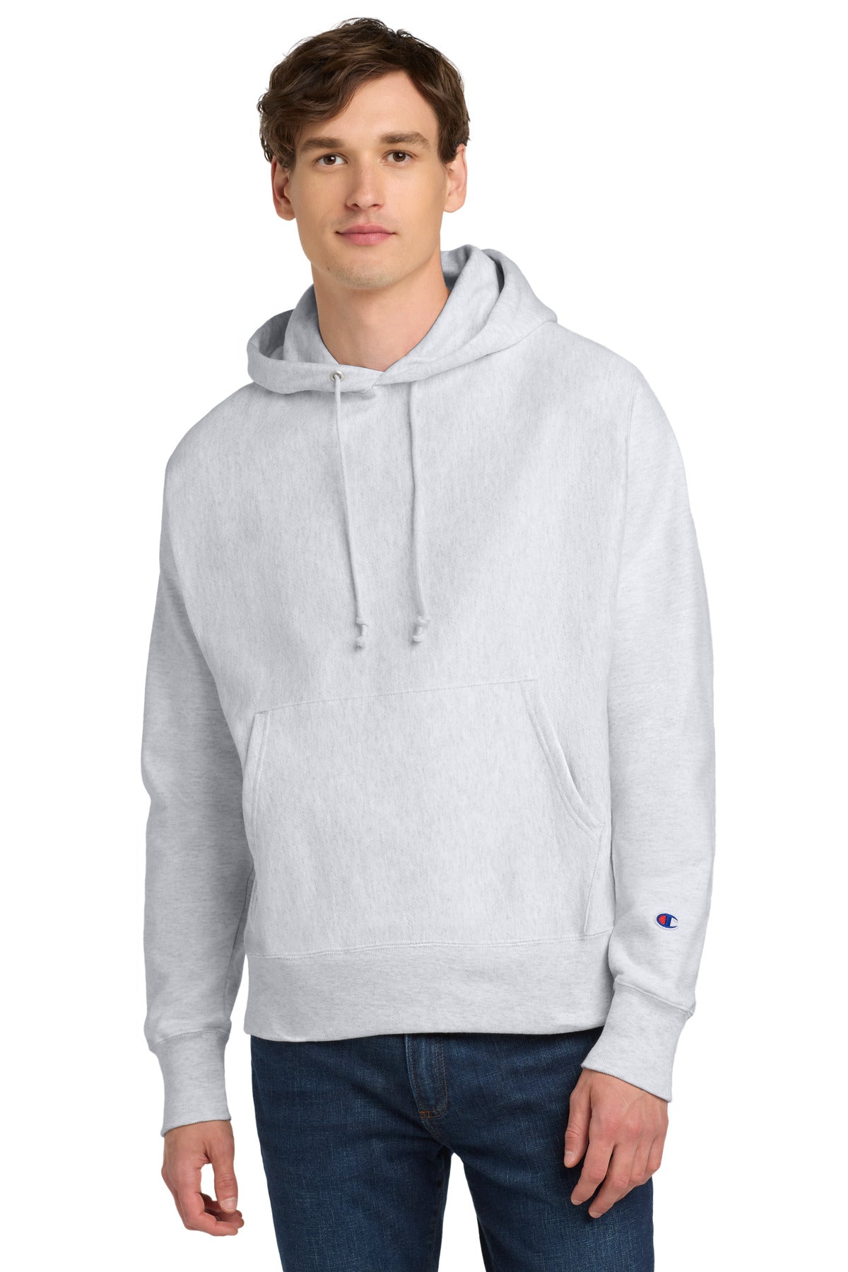 Champion   Reverse Weave   Hooded Sweatshirt S101 in Silver Grey