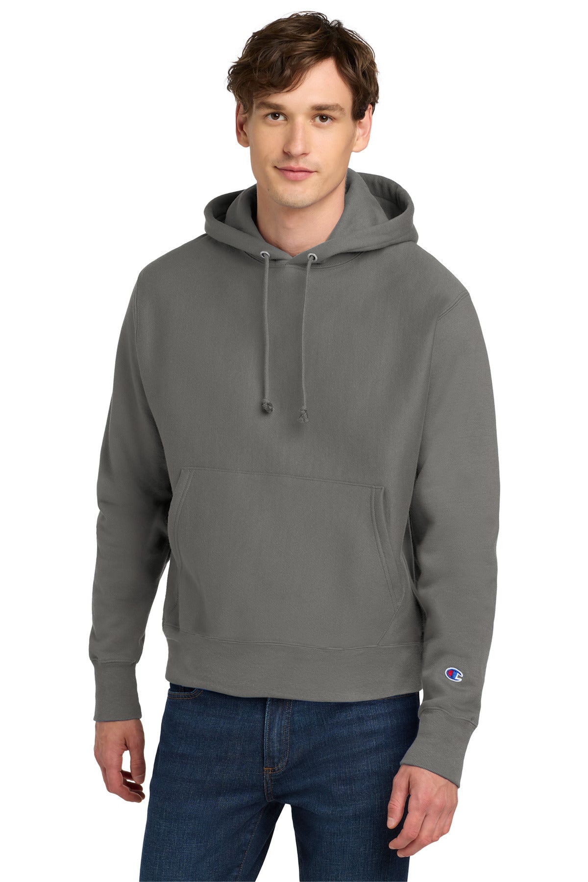 Champion   Reverse Weave   Hooded Sweatshirt S101 in Stone Gray