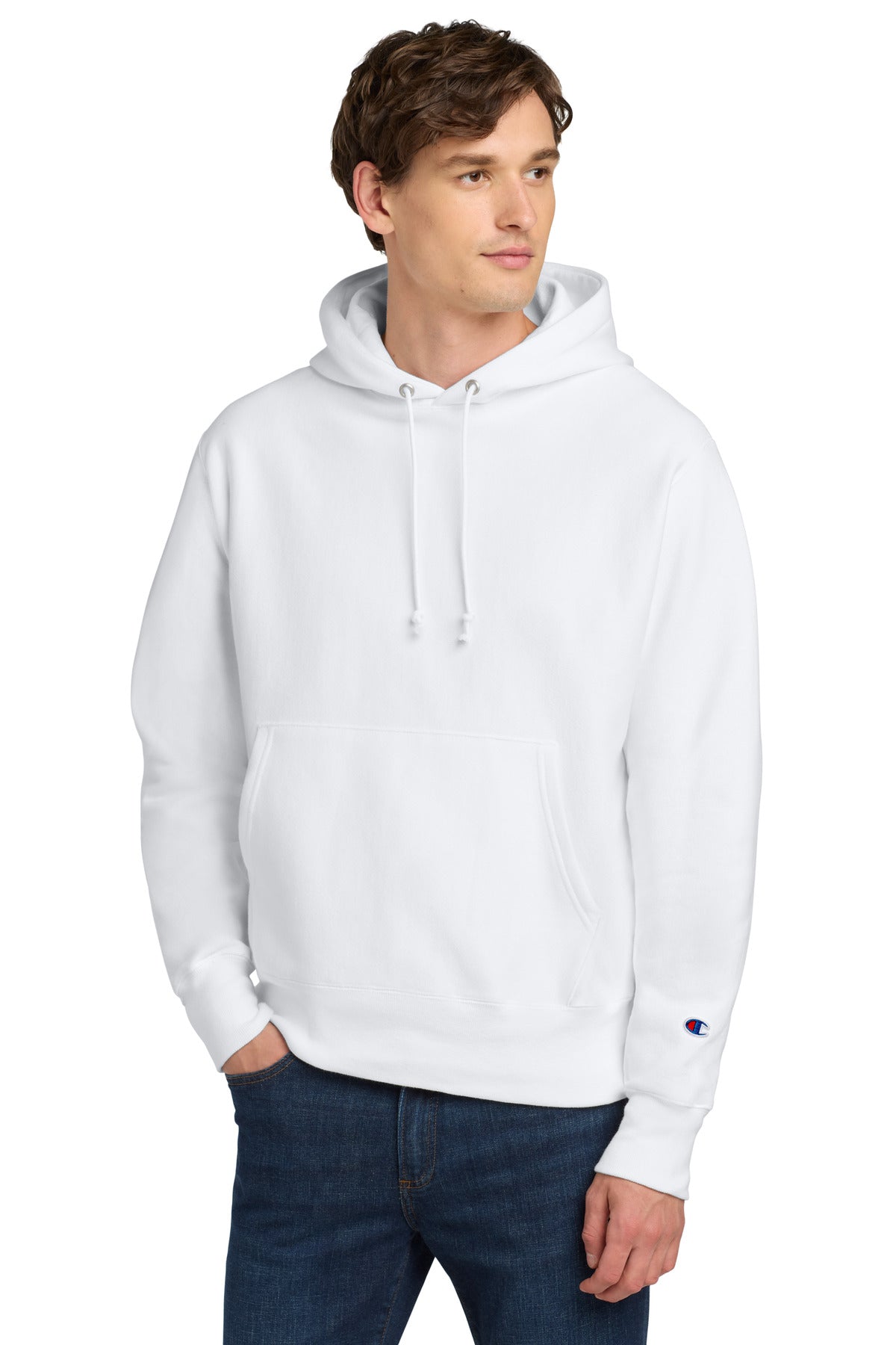 Champion   Reverse Weave   Hooded Sweatshirt S101 in White
