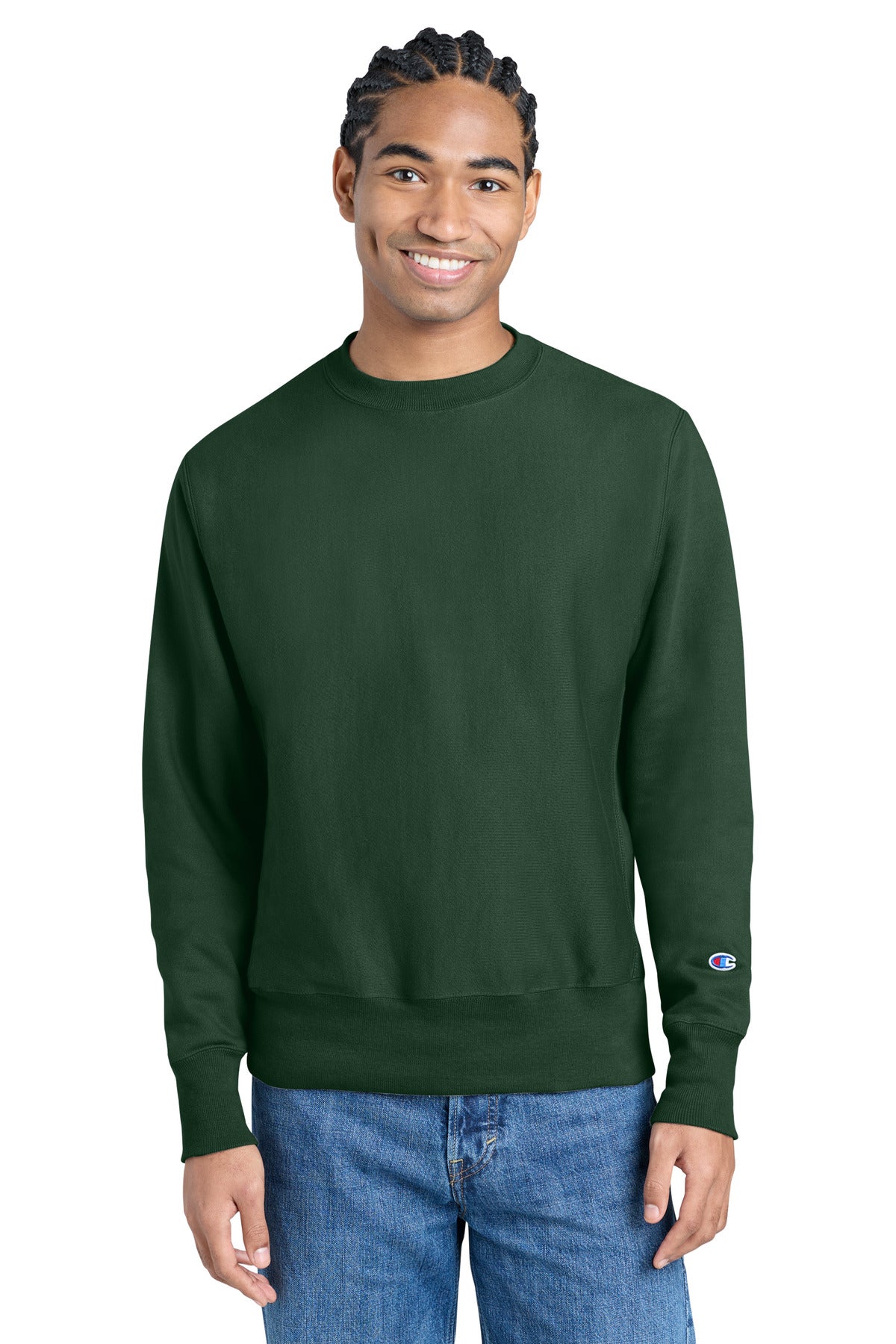 Champion   Reverse Weave   Crewneck Sweatshirt S149 in Dark Green