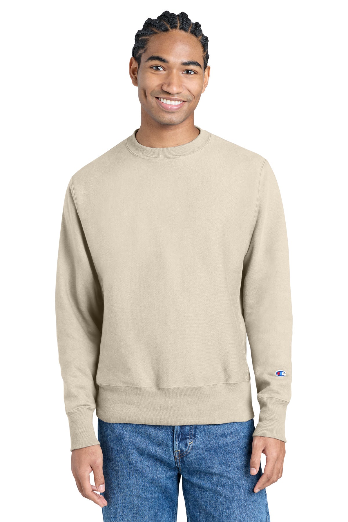 Champion   Reverse Weave   Crewneck Sweatshirt S149 in Sand
