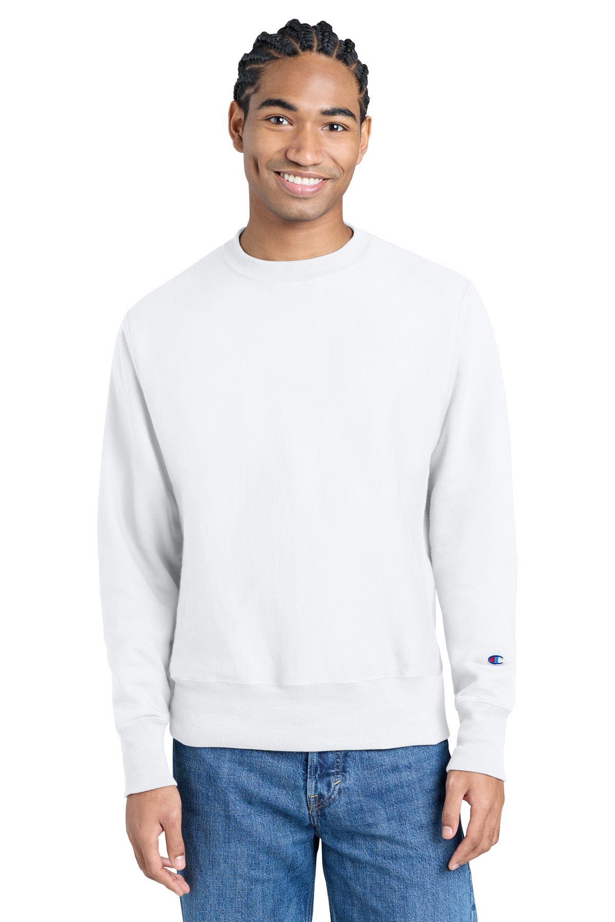 Champion   Reverse Weave   Crewneck Sweatshirt S149 in White