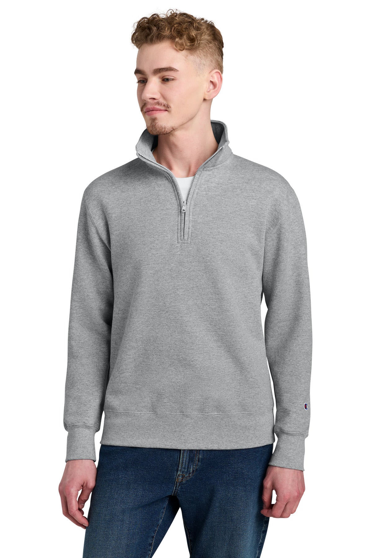 Champion Powerblend 1/4-Zip Sweatshirt S450 in Light Steel