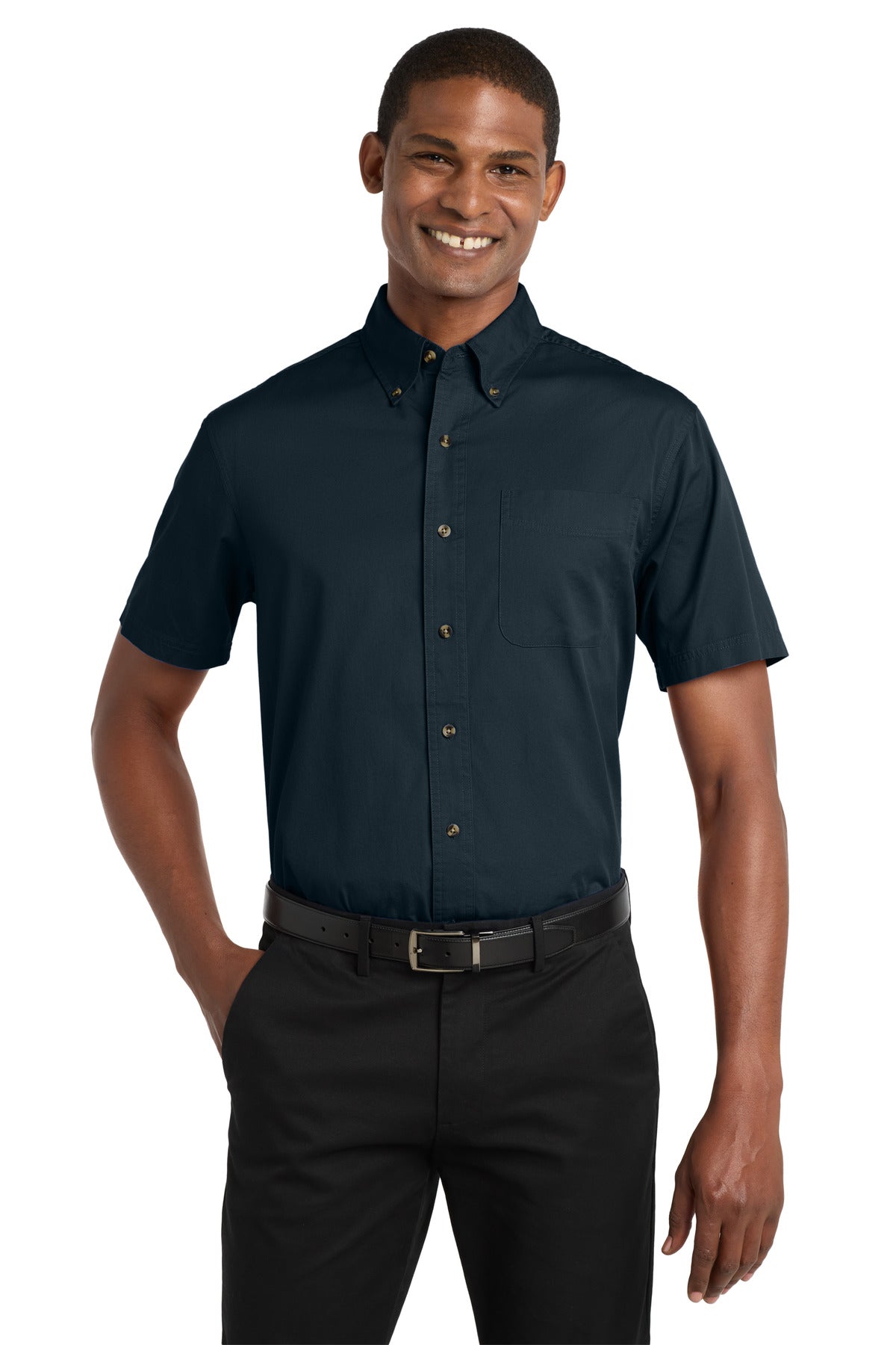 Port Authority Short Sleeve Twill Shirt. S500T in Classic Navy