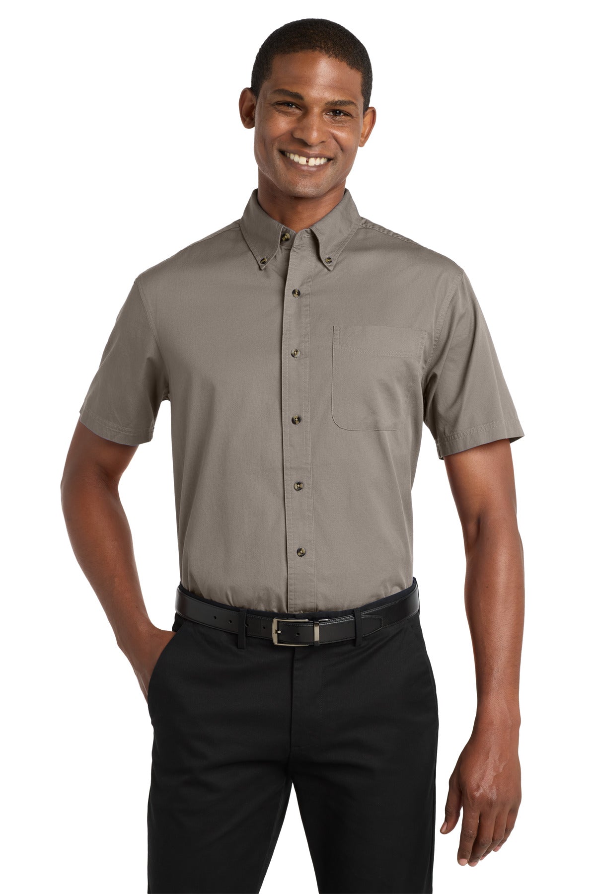 Port Authority Short Sleeve Twill Shirt. S500T in Khaki