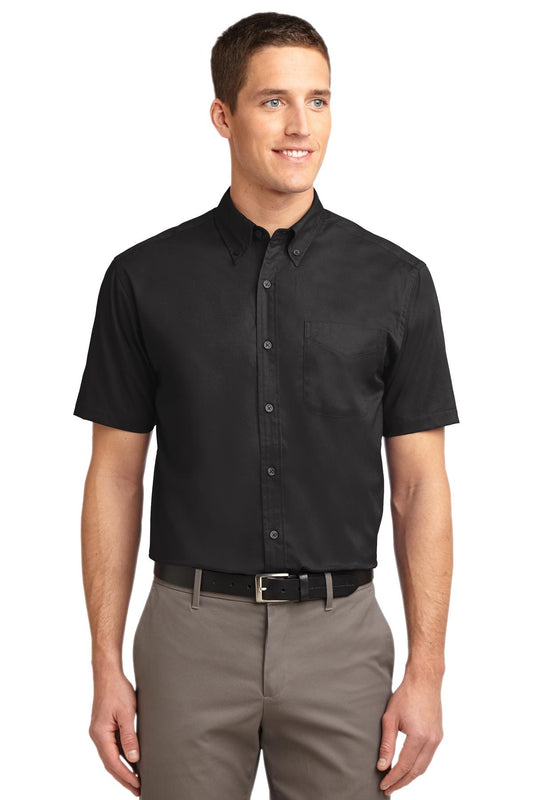 Port Authority Short Sleeve Easy Care Shirt.  S508 in Black/ Light Stone