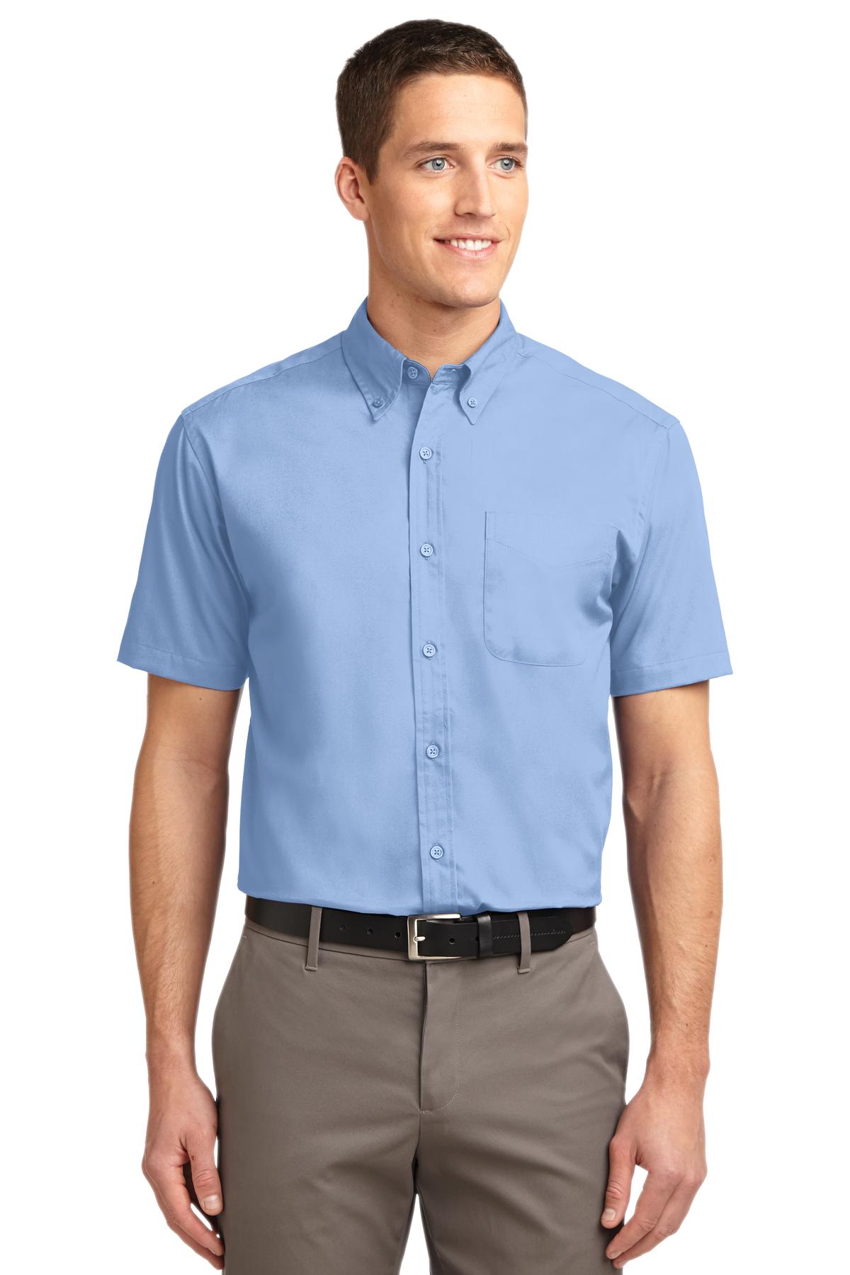 Port Authority Short Sleeve Easy Care Shirt.  S508 in Light Blue/ Light Stone