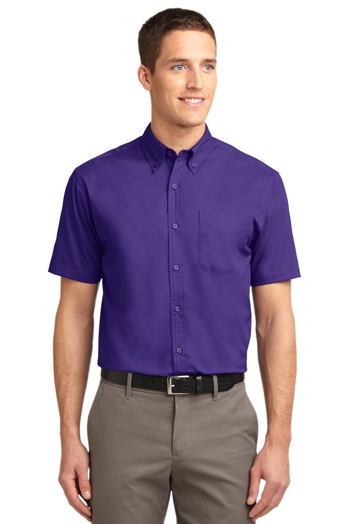 Port Authority Short Sleeve Easy Care Shirt.  S508 in Purple/ Light Stone