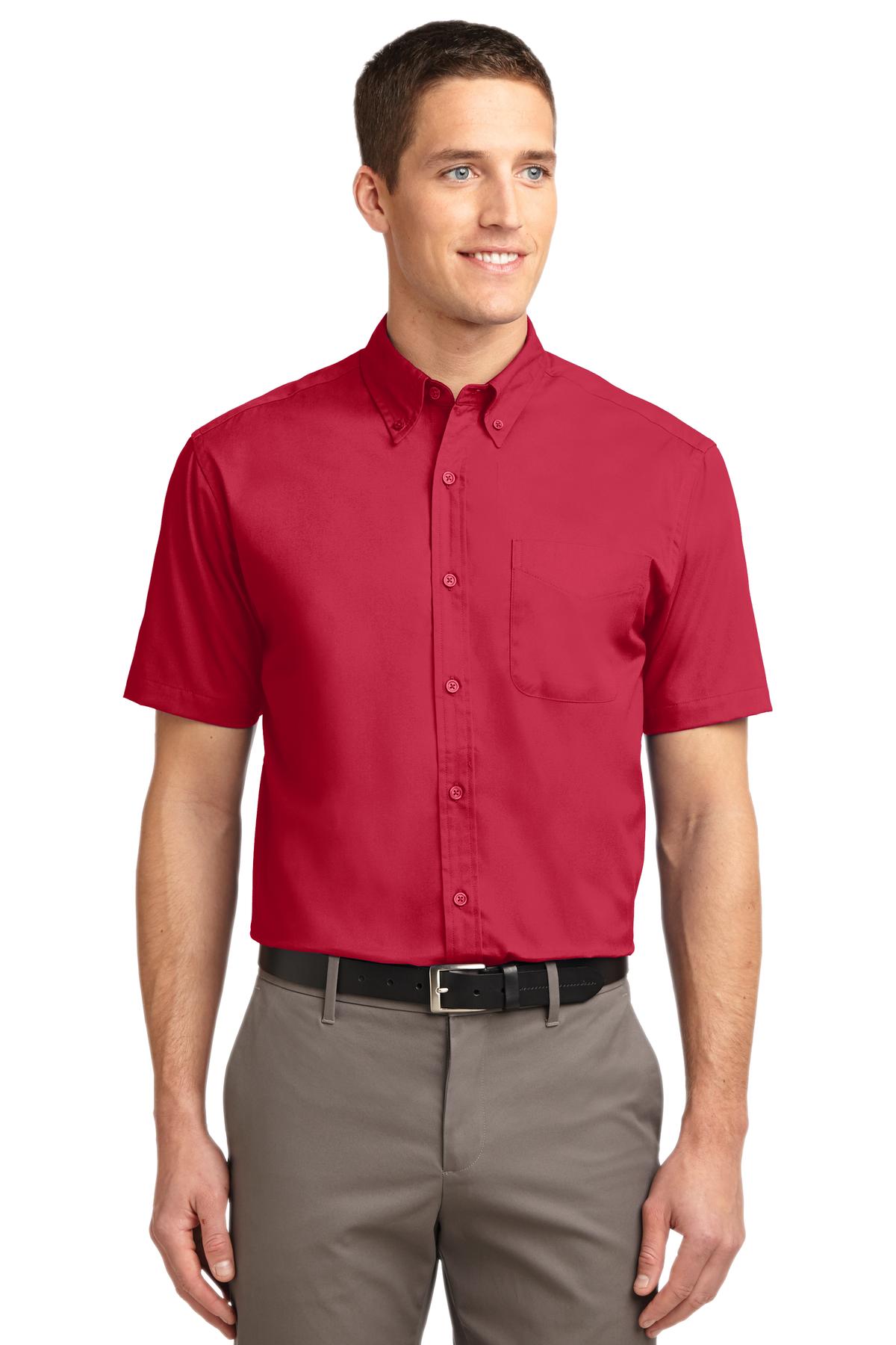 Port Authority Short Sleeve Easy Care Shirt.  S508 in Red/ Light Stone
