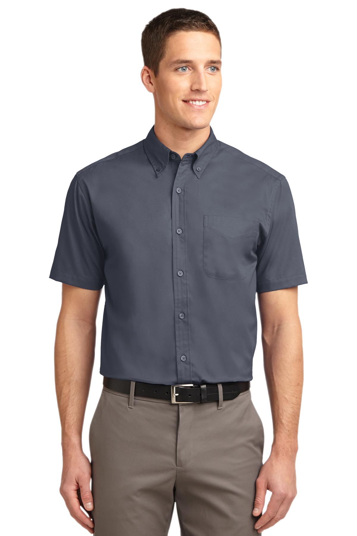 Port Authority Short Sleeve Easy Care Shirt.  S508 in Steel Grey/ Light Stone