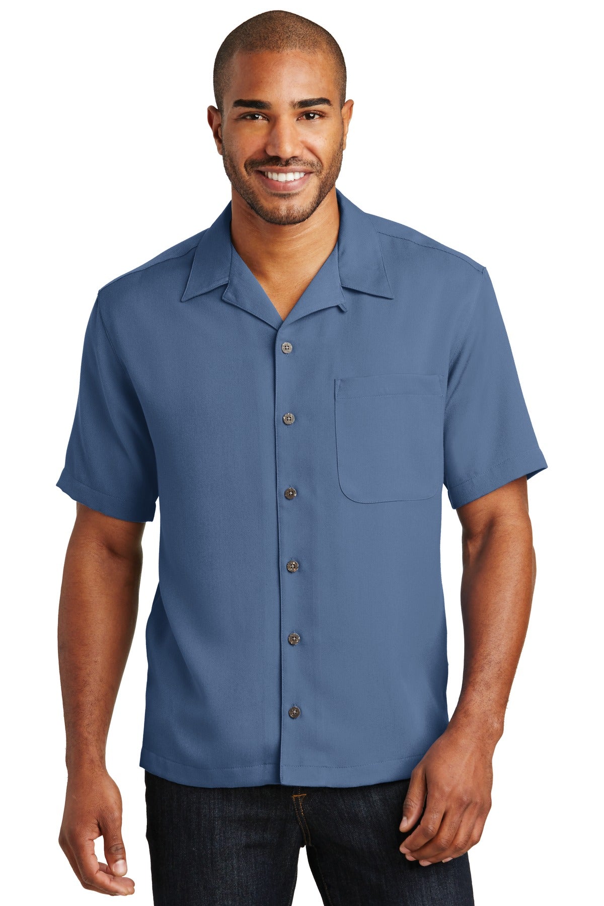 Port Authority Easy Care Camp Shirt.  S535 in Blue