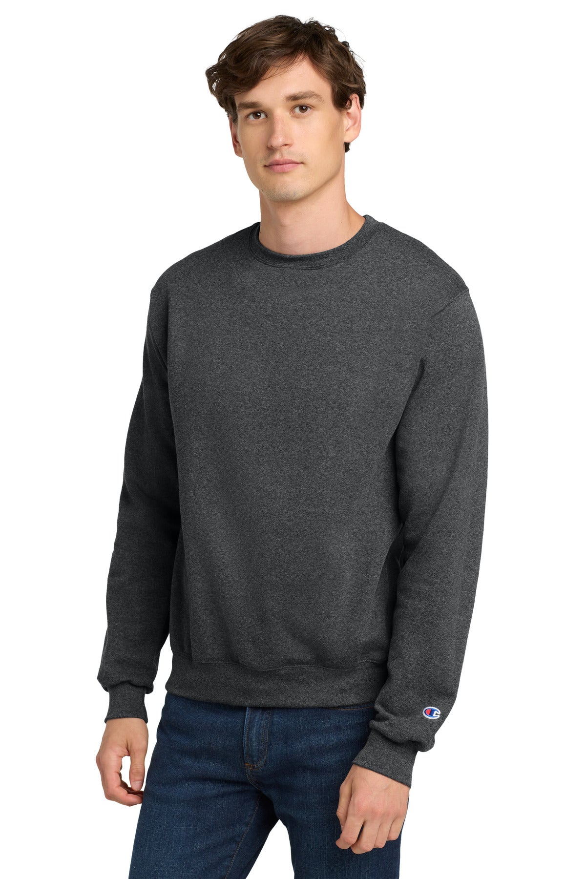 Champion  Powerblend Crewneck Sweatshirt. S6000 in Charcoal Heather