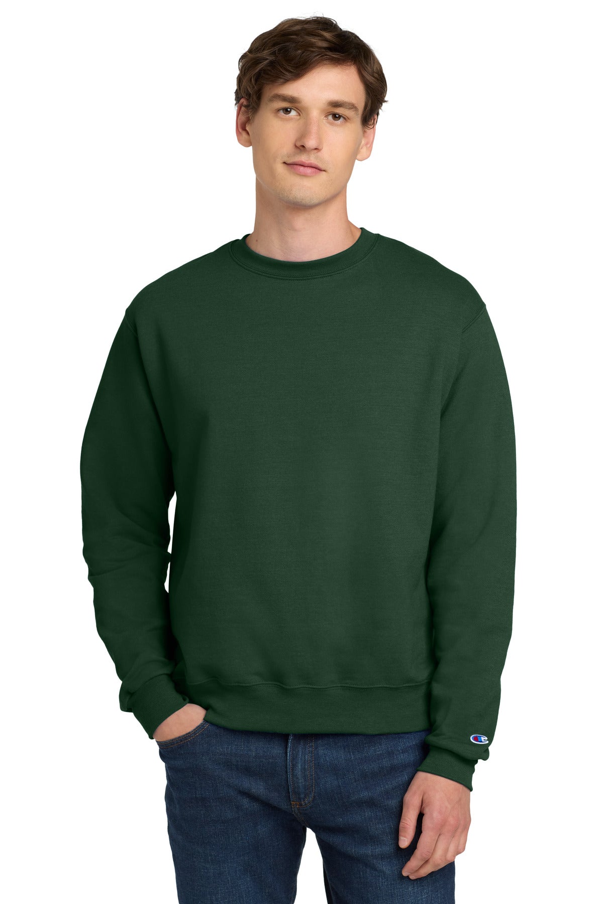 Champion  Powerblend Crewneck Sweatshirt. S6000 in Dark Green