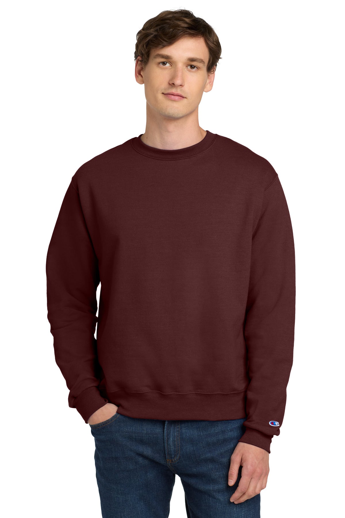 Champion  Powerblend Crewneck Sweatshirt. S6000 in Maroon