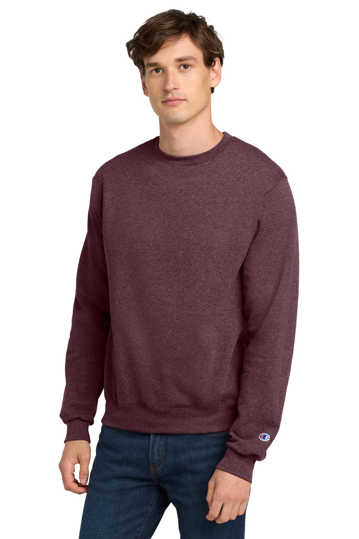 Champion  Powerblend Crewneck Sweatshirt. S6000 in Maroon Heather