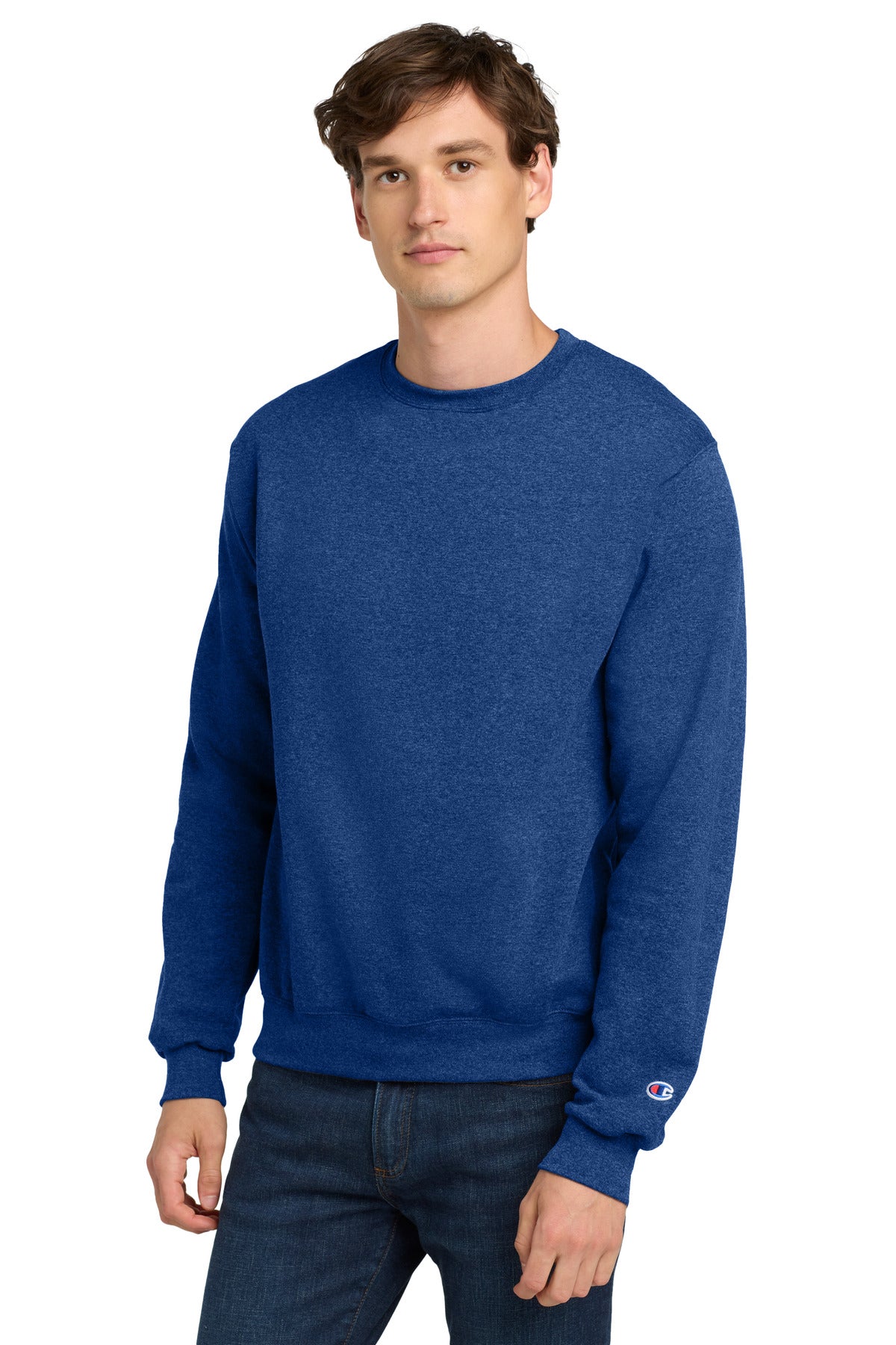 Champion  Powerblend Crewneck Sweatshirt. S6000 in Royal Blue Heather