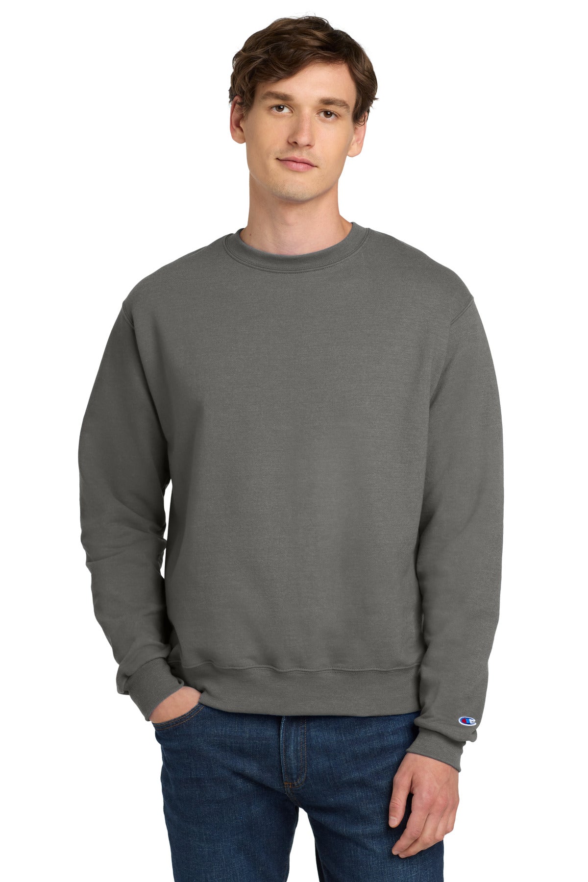 Champion  Powerblend Crewneck Sweatshirt. S6000 in Stone Gray