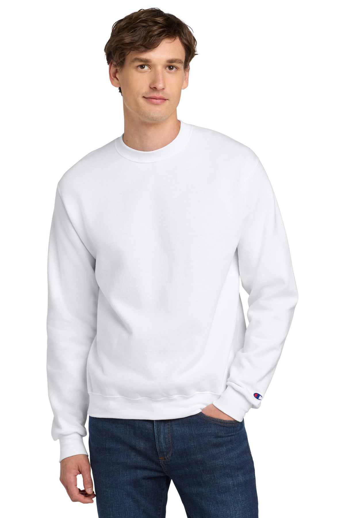 Champion  Powerblend Crewneck Sweatshirt. S6000 in White