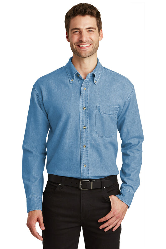 Port Authority Long Sleeve Denim Shirt. S600 in Faded Denim
