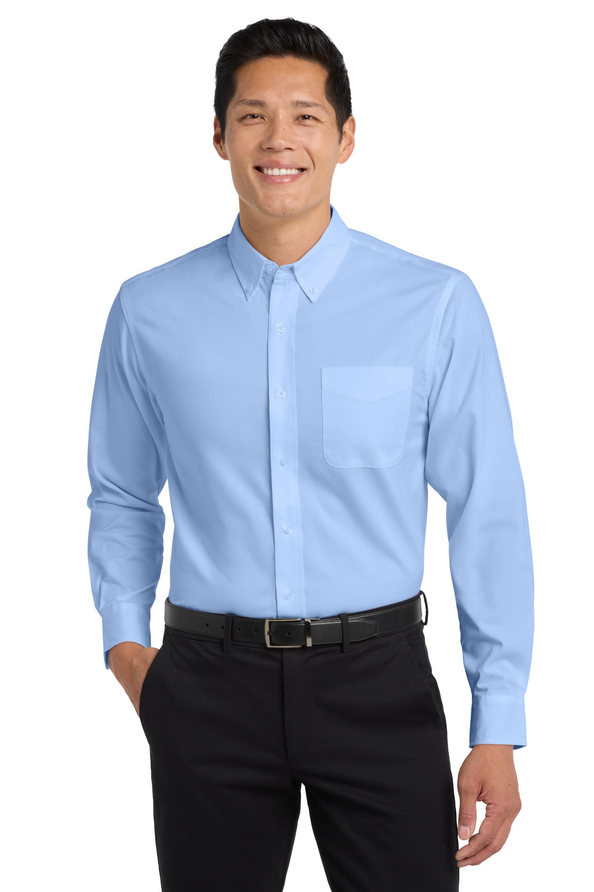 Port Authority Extended Size Long Sleeve Easy Care Shirt S608ES in Light Blue/ Light Stone