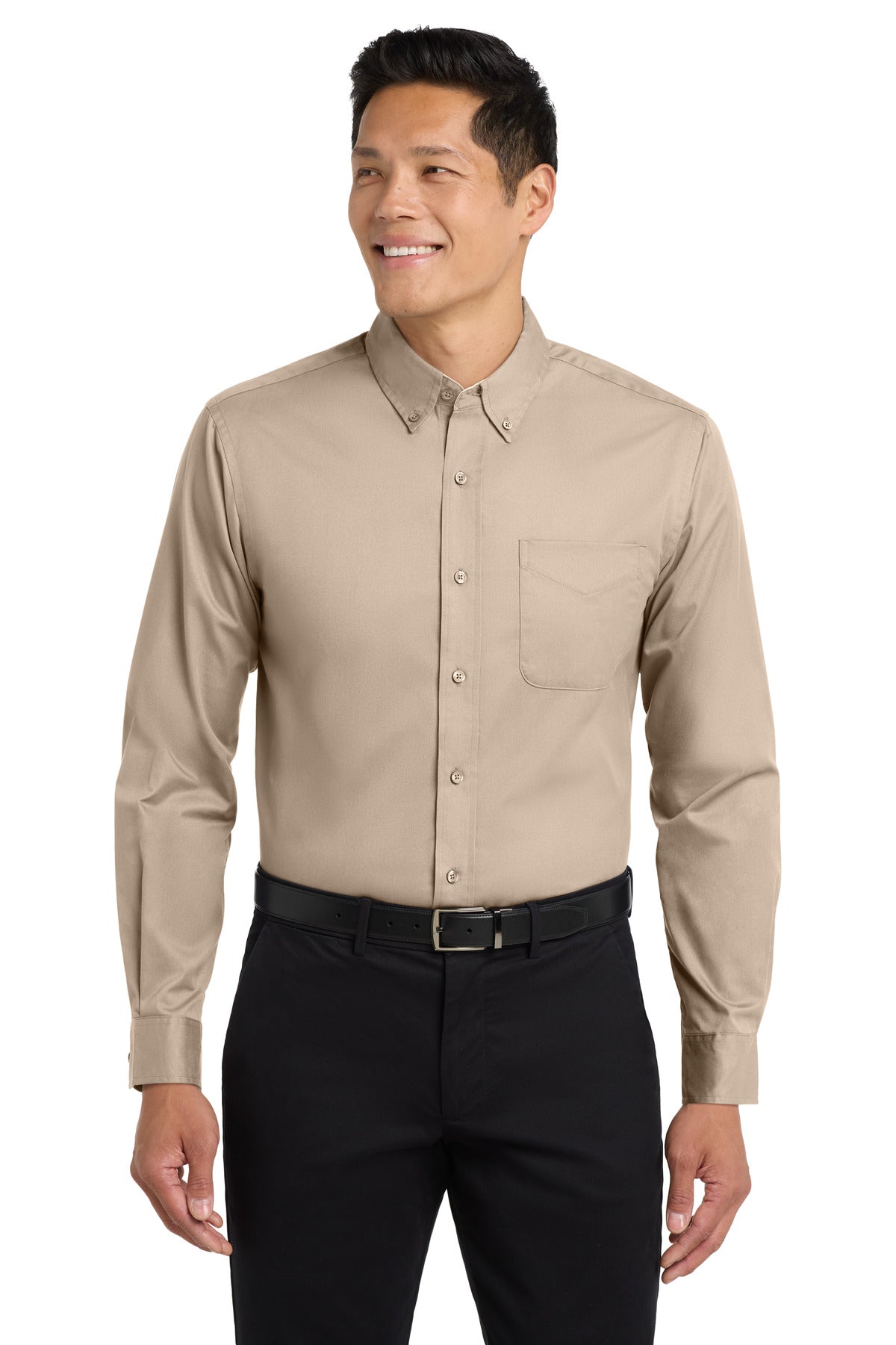Port Authority Long Sleeve Easy Care Shirt S608 in Stone
