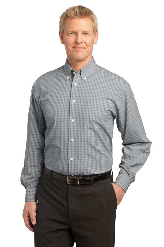 Port Authority Plaid Pattern Easy Care Shirt. S639 in Charcoal