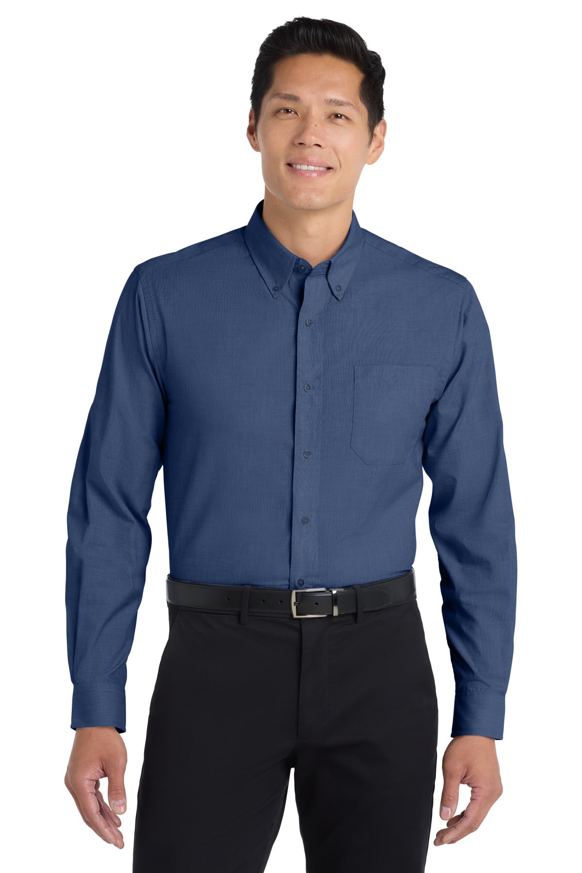 Port Authority Crosshatch Easy Care Shirt. S640 in Deep Blue