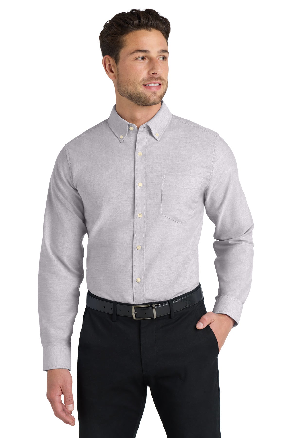 Port Authority SuperPro Oxford Shirt. S658 in Gusty Grey