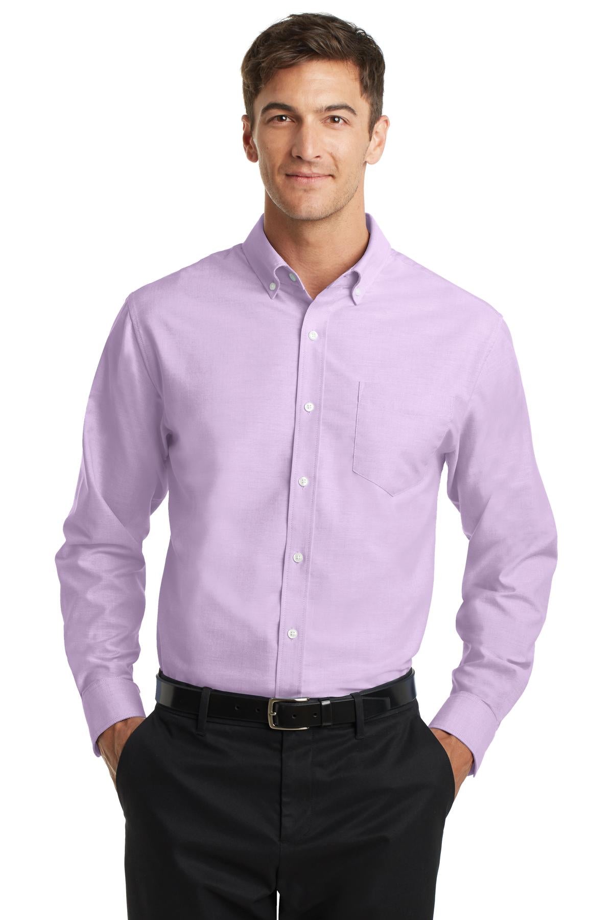 Port Authority SuperPro Oxford Shirt. S658 in Soft Purple