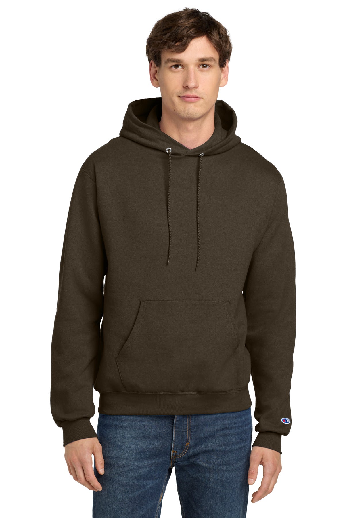 Champion  Powerblend Pullover Hoodie. S700 in Chocolate Brown