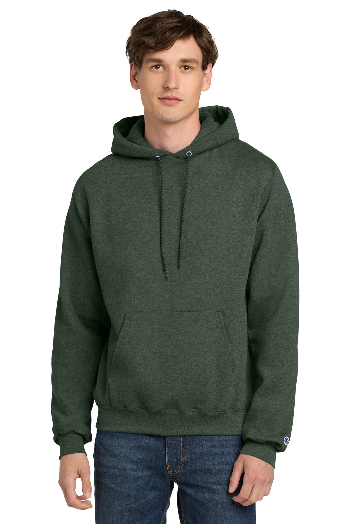 Champion  Powerblend Pullover Hoodie. S700 in Dark Green Heather