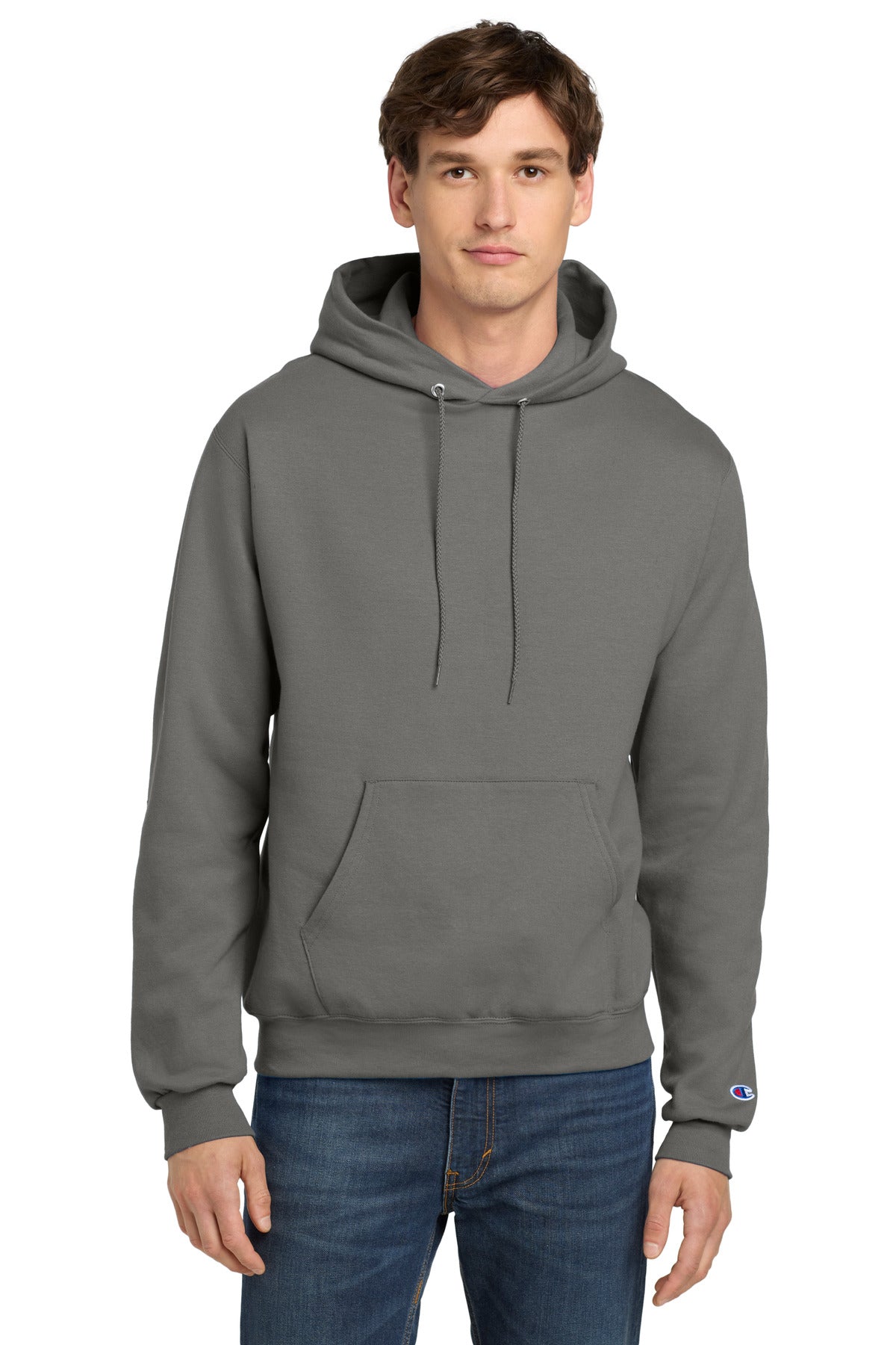Champion  Powerblend Pullover Hoodie. S700 in Stone Gray