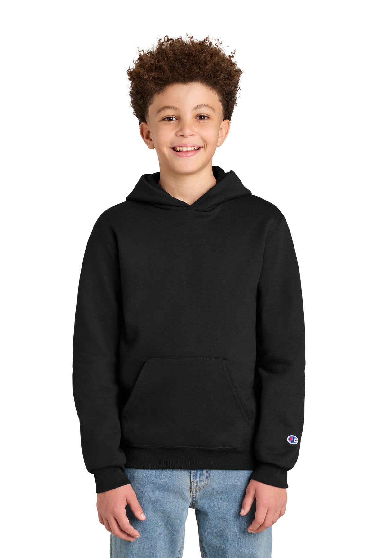 Champion Youth Powerblend Hooded Sweatshirt S790 in Black