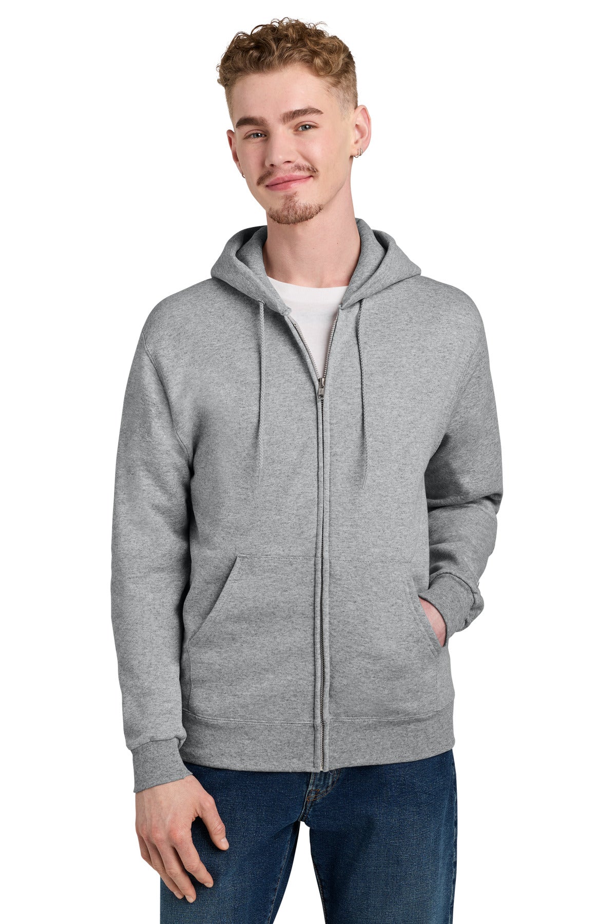 Champion Powerblend Full-Zip Hoodie. S800 in Light Steel
