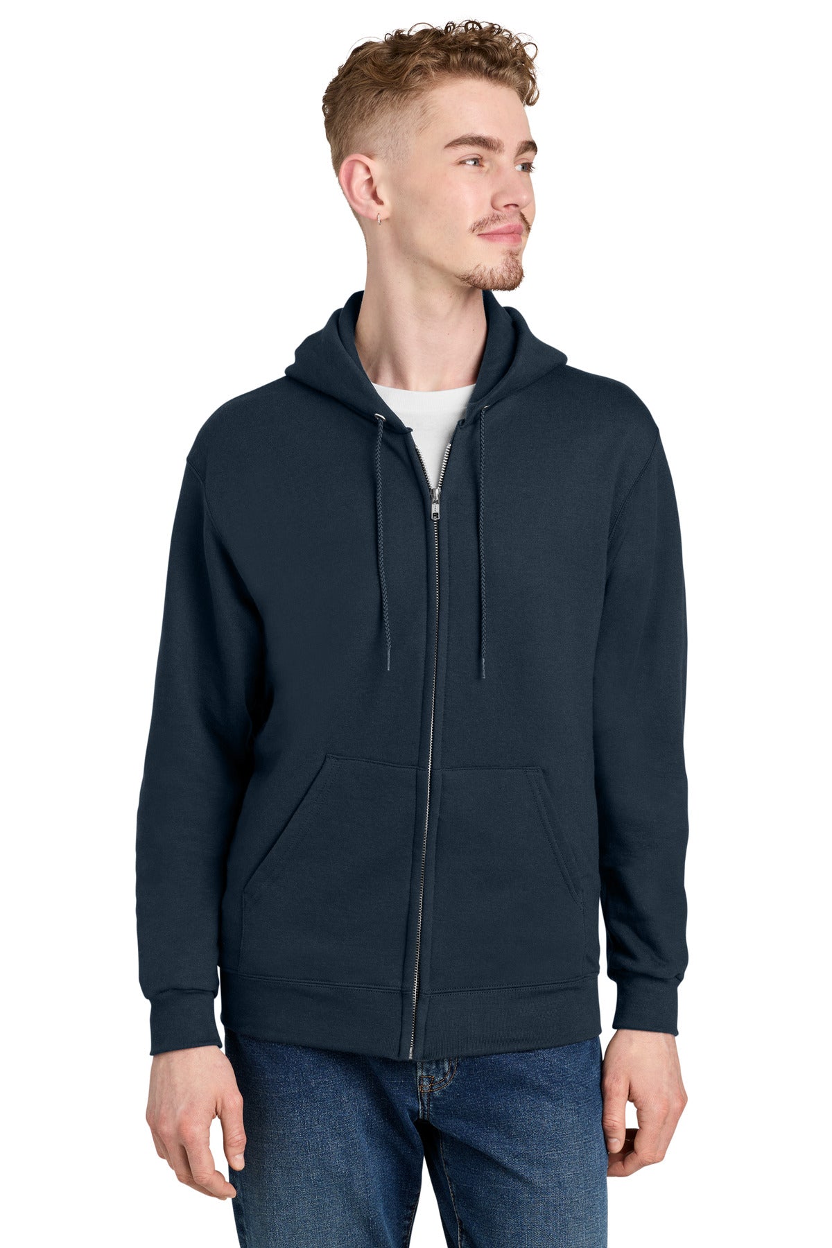 Champion Powerblend Full-Zip Hoodie. S800 in Navy