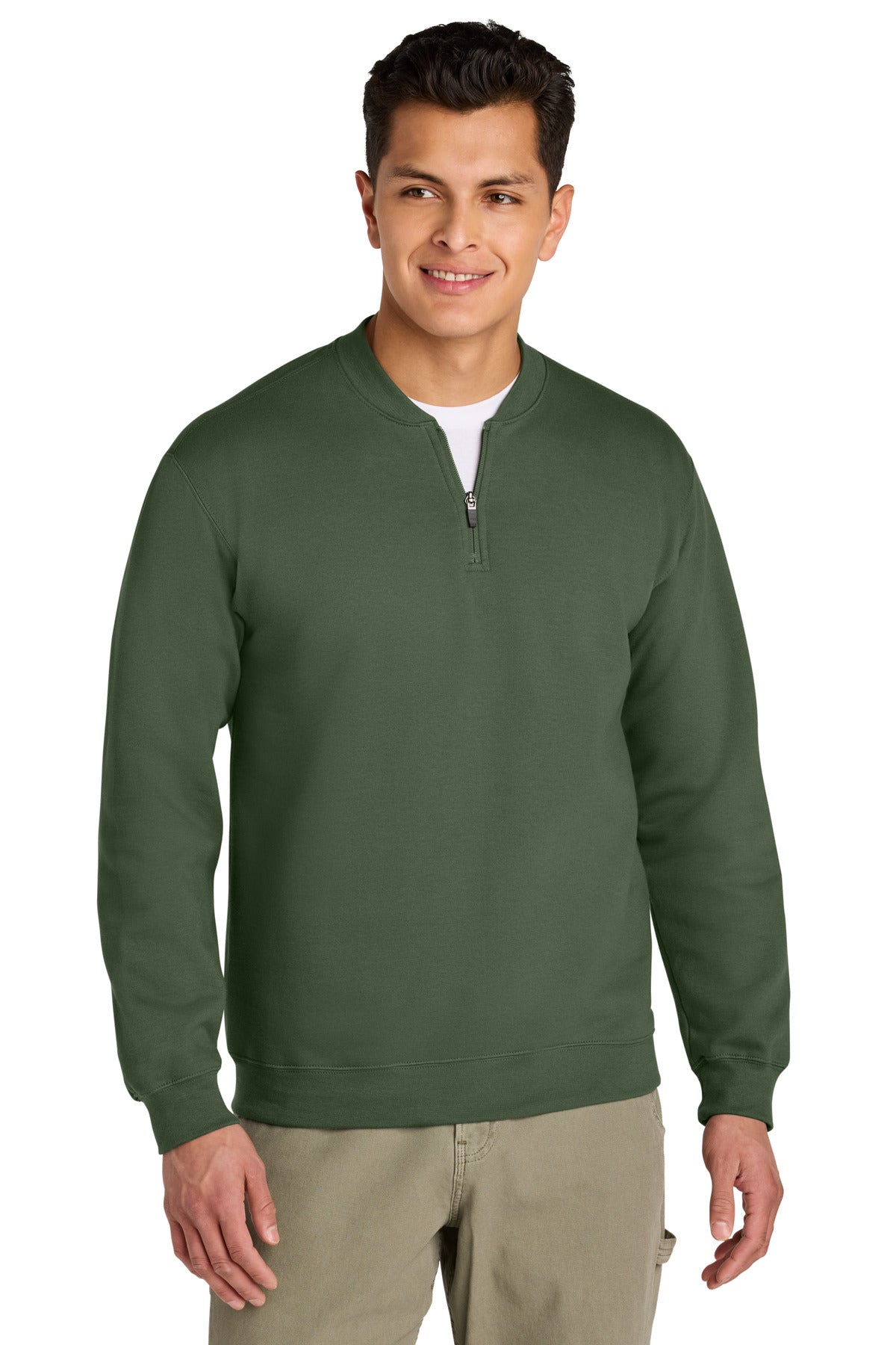 Gildan Softstyle Midweight Fleece 1/4-Zip SF008 in Military Green